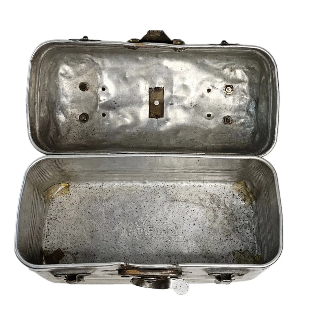 Vintage Non-Rust Sani Kit Aluminum Coal Miner's Lunch Box Pail Bucket Dome Top